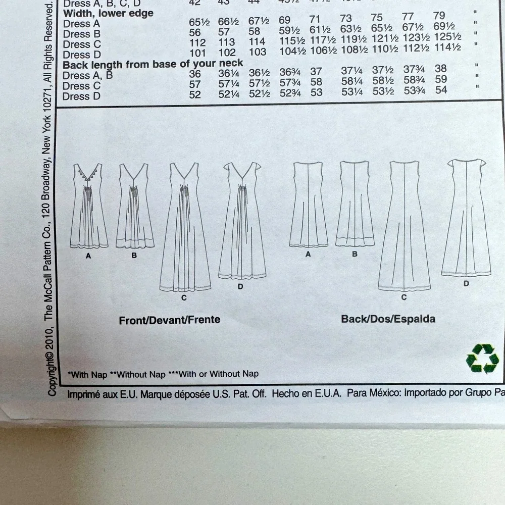 McCALLS 6074 Uncut Sewing Pattern A5 6-14 Pullover Dress Stretch Knits‎ 2010